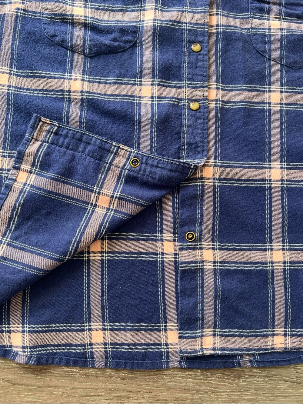 Jachs Girlfriend XL Blue Pink Plaid Western Snap Shirt Cotton Stretch Flannel - Picture 10 of 15